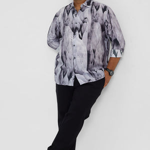 Light Grey Abstract Regular Fit Shirt