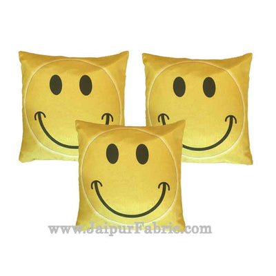 Jute Cushion Cover Digital Print Golden Smiley