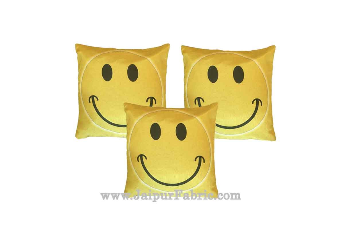 Jute Cushion Cover Digital Print Golden Smiley