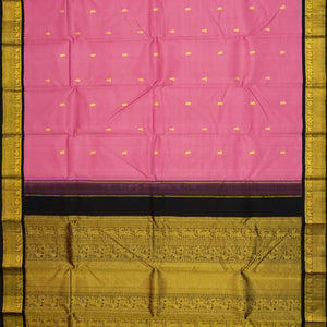 Dusty Pink Handloom Kanchipuram Korvai Silk Saree With Floral Buttas