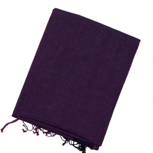 Violet Handloom Bengal Cotton Saree With Blue Border