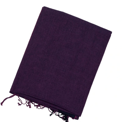 Violet Handloom Bengal Cotton Saree With Blue Border