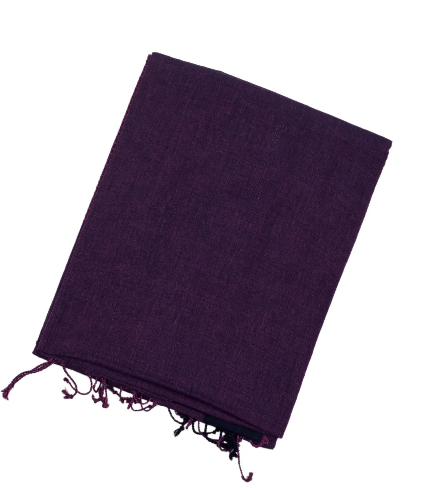 Violet Handloom Bengal Cotton Saree With Blue Border