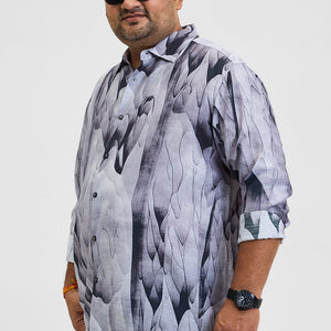 Light Grey Abstract Regular Fit Shirt
