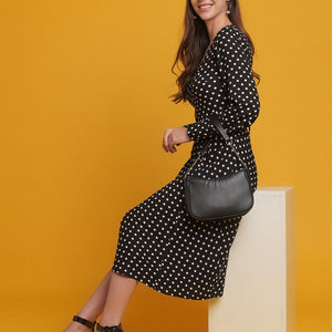 Women V Neck Polka Dot Dress