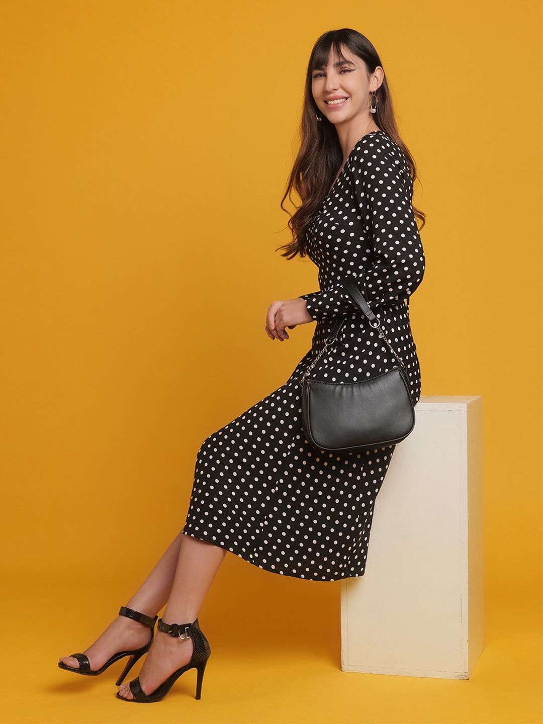 Women V Neck Polka Dot Dress