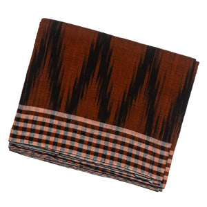 Maroon Orissa Cotton Saree With Checks & Black Temple Border