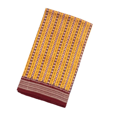 Violet & Yellow Handloom Orissa Cotton Saree With Tie & Dye Motifs