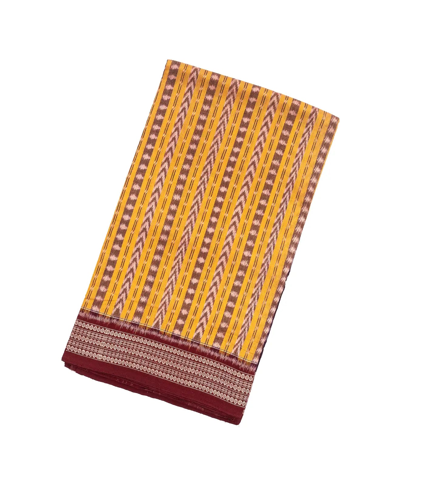 Violet & Yellow Handloom Orissa Cotton Saree With Tie & Dye Motifs