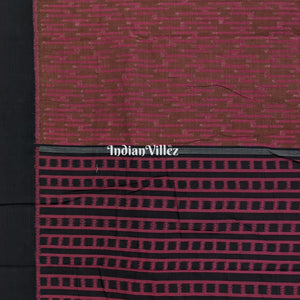 Chocolate Brown Pink Sambalpuri Cotton Saree