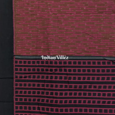 Chocolate Brown Pink Sambalpuri Cotton Saree