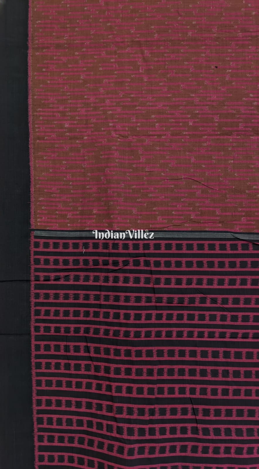 Chocolate Brown Pink Sambalpuri Cotton Saree