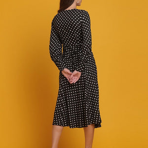 Women V Neck Polka Dot Dress