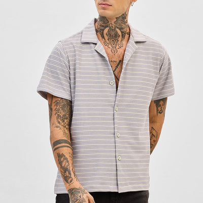Cream Box Fit Stripes Shirt