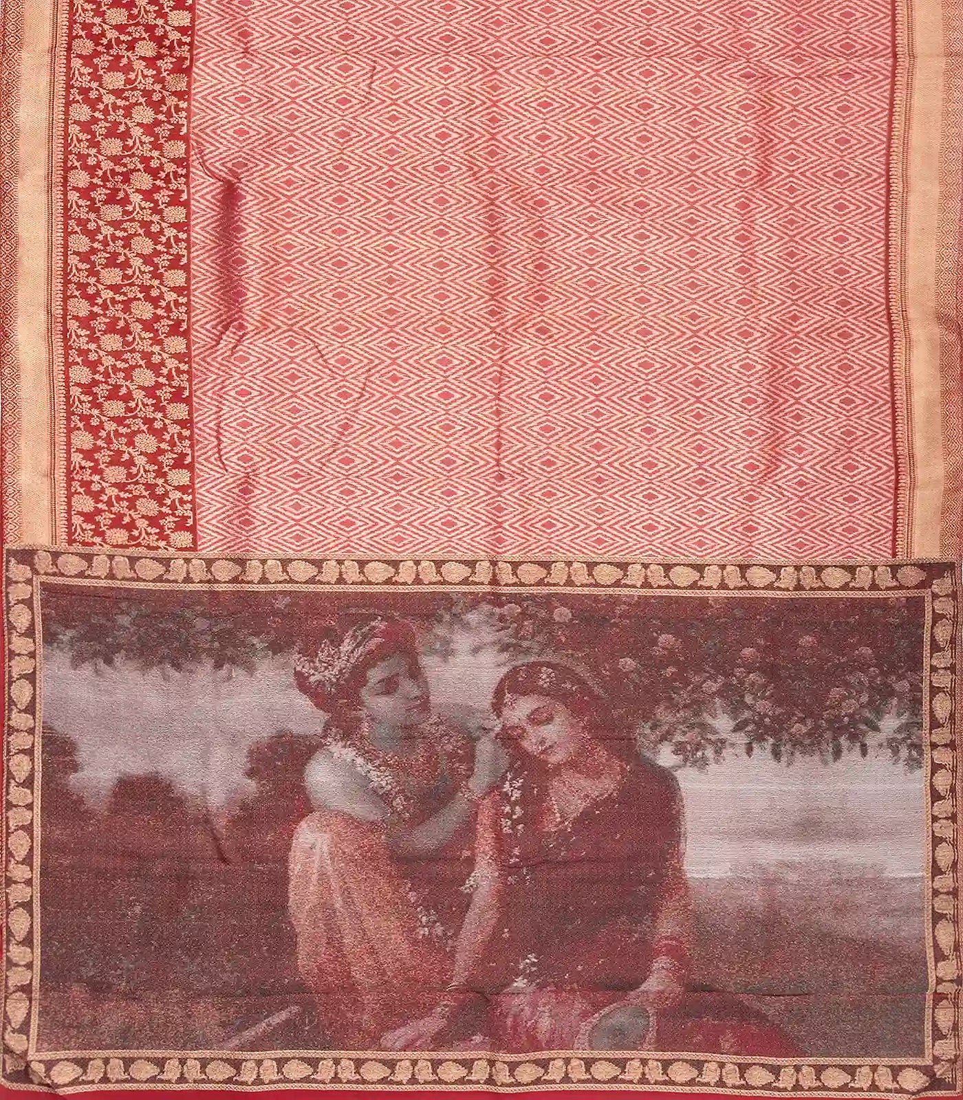 Pink Handloom Kanchipuram Tissue Silk Saree With Diamond Motifs