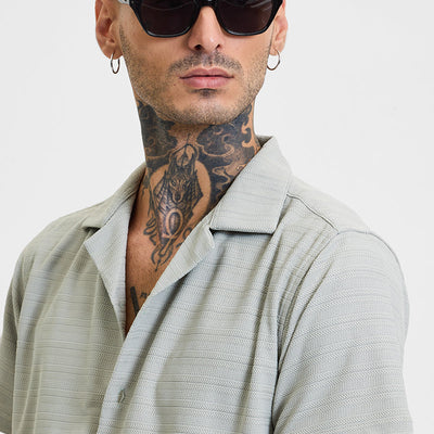 Light Grey Stripes Box Fit Shirt