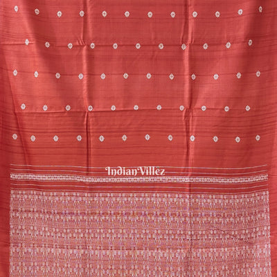 Rust Tribal Theme Gopalpur Tussar Silk Saree