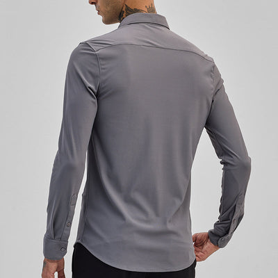 Grey Stretchable Slim Fit Shirt