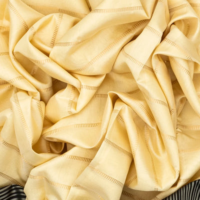 Cream Handloom Kora Silk Saree With Beldari Stripes & Black Border