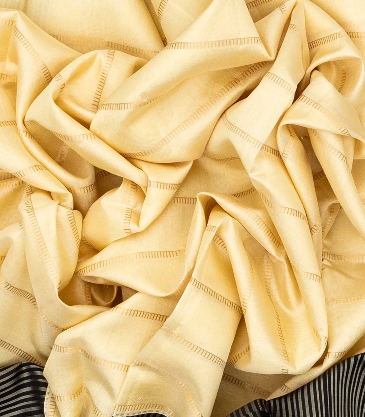 Cream Handloom Kora Silk Saree With Beldari Stripes & Black Border