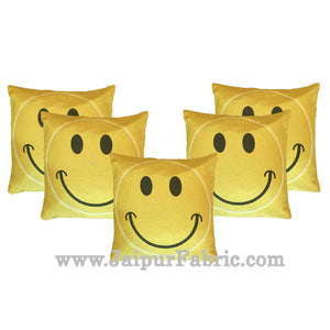 Jute Cushion Cover Digital Print Golden Smiley