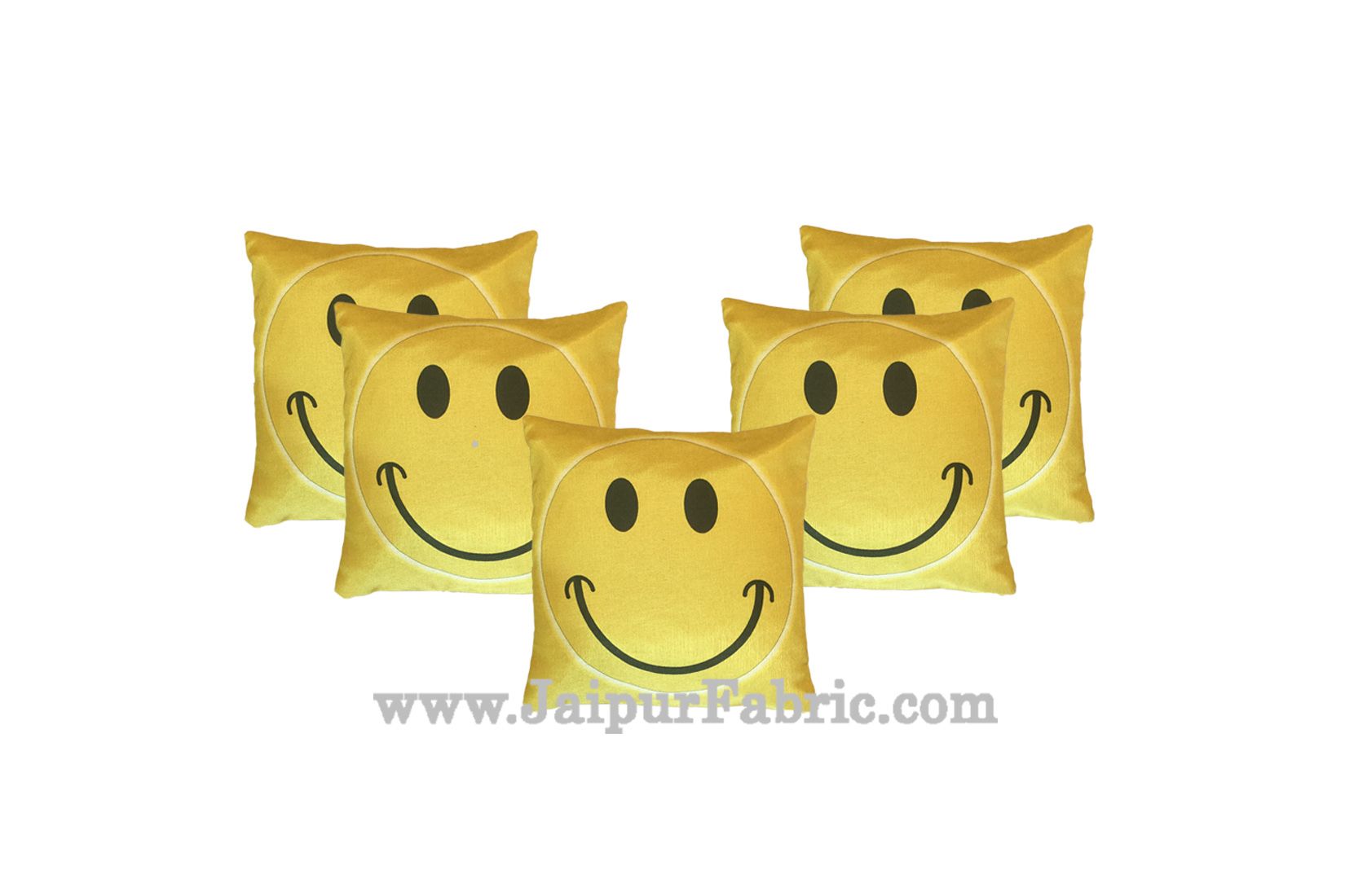 Jute Cushion Cover Digital Print Golden Smiley