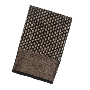 Black Woven Chanderi Cotton Saree With Printed Spear Motifs