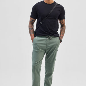 Olive Plain Slim Fit Trousers