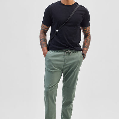 Olive Plain Slim Fit Trousers