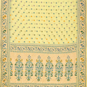 Yellow Handwoven Banarasi Khaddi Georgette Silk Saree With Kamalam Motifs