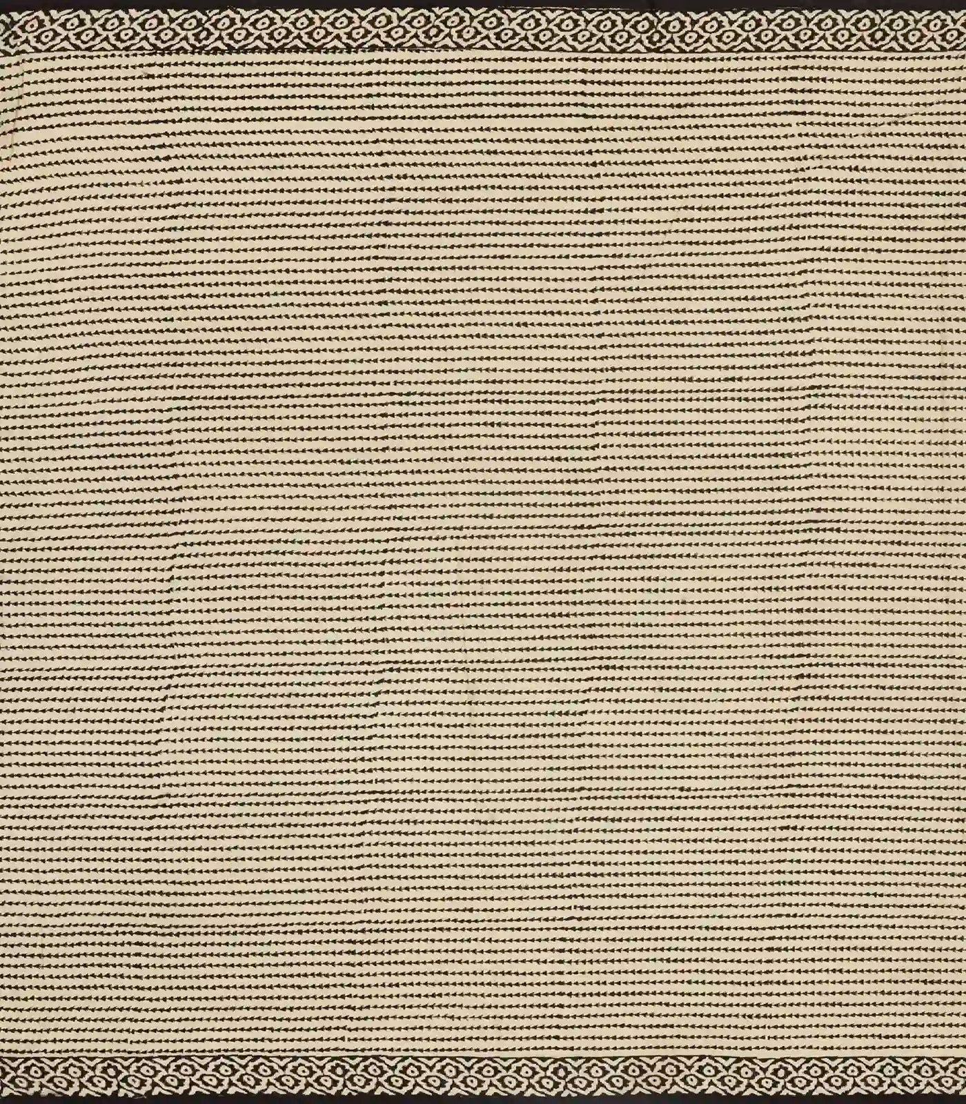 Off White Woven Jaipur Cotton Saree Printed With Black Flower Motifs