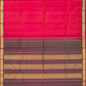 Hot Pink Handloom Kanchipuram Silk Saree With Zari Border
