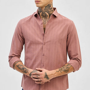 Mauve Slim Fit Stripes Shirt