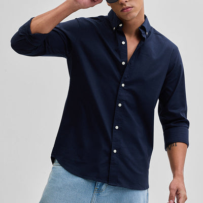 Navy Solid Oxford Shirt