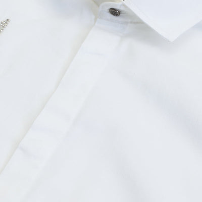 White Embellished Slim Fit Shirt