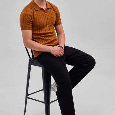Rust Knitted Polo T-Shirt