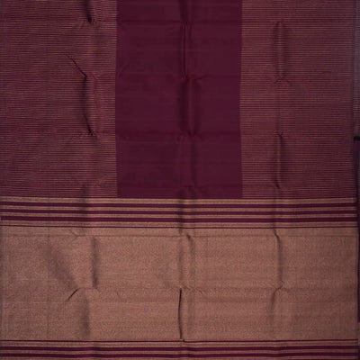 Maroon Handloom Kanchipuram Silk Saree With Stripes