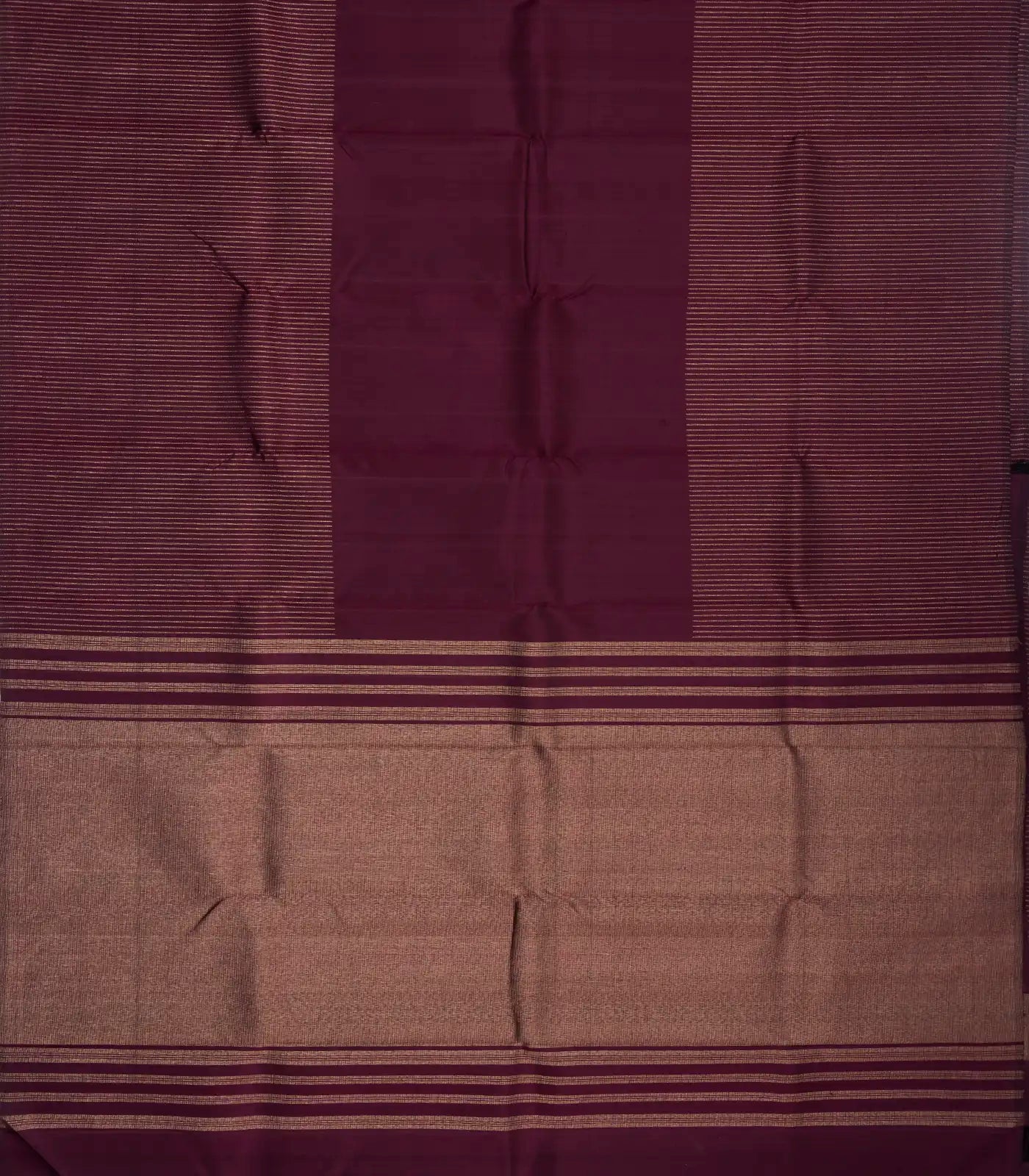 Maroon Handloom Kanchipuram Silk Saree With Stripes