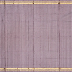 Grey Handloom Silk Cotton Saree With Zari Checks