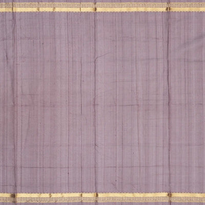 Grey Handloom Silk Cotton Saree With Zari Checks