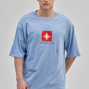 Shine Rejoice Vibe Light Blue Oversized T-Shirt