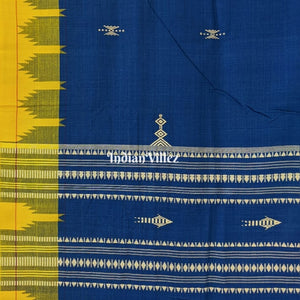 Blue with Yellow Red Borders Kotpad Natural Dye Odisha Handloom Saree
