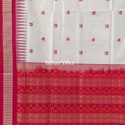 White Rani Laxmi Pada Bomkai Pure Sambalpuri Silk Saree