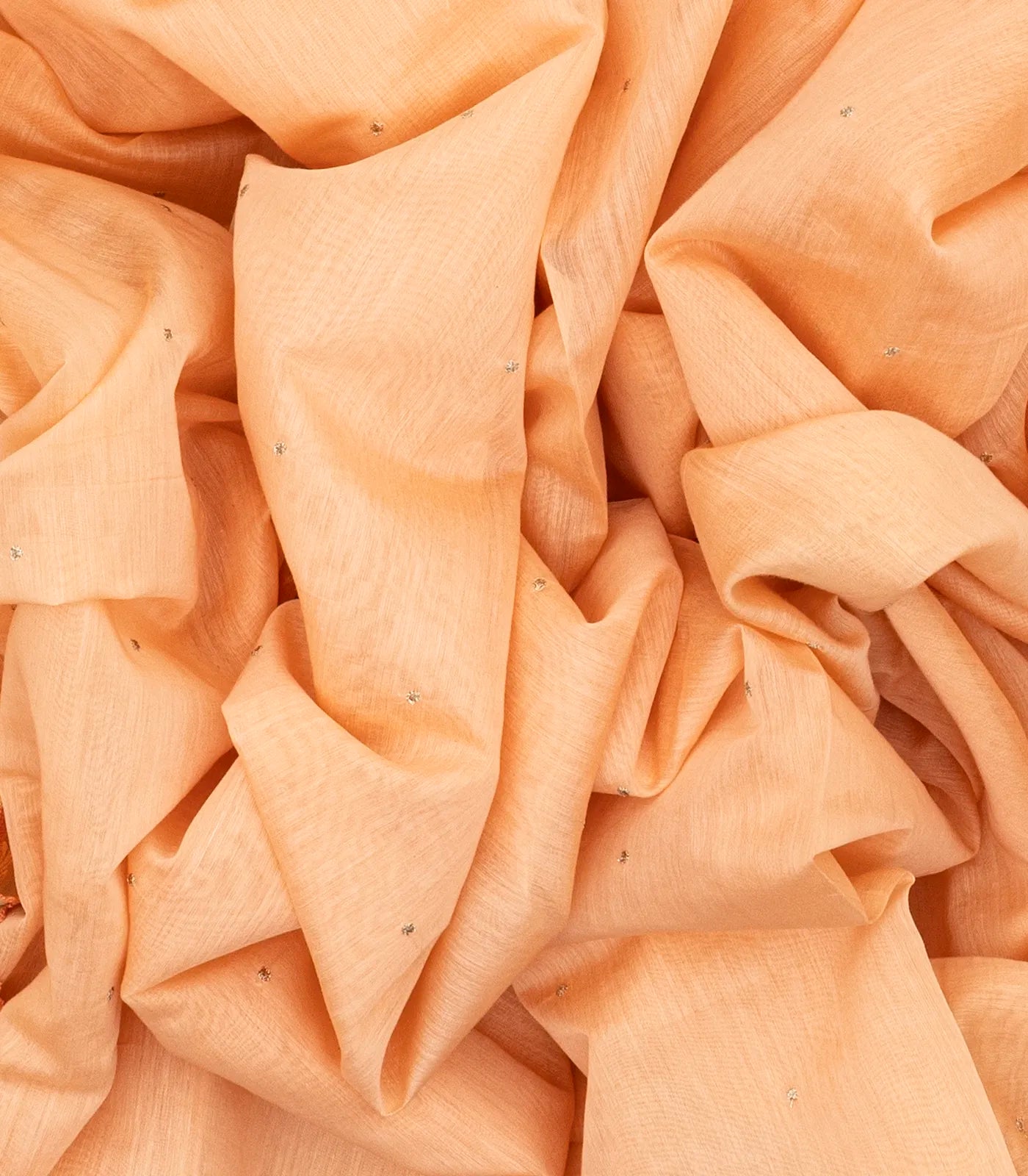 Peach Handwoven Linen Saree Embroidered With Floral Motifs