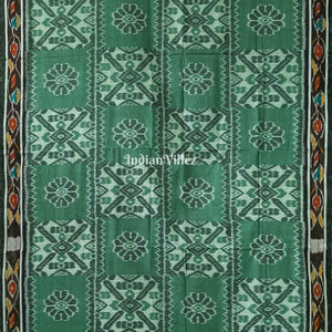 Jade Green Black Maniabandha Odisha Ikat Cotton Saree