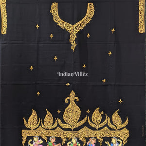 Black Nartaki Pattachitra Kurti Cotton Dress Material (Pre-Order)
