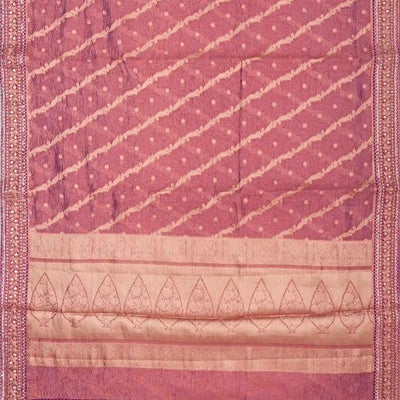 Peach Woven Crushed Tissue Saree With Embroidery