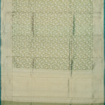 Aquamarine Banarasi Tissue Silk Saree With Mango Vine Motifs