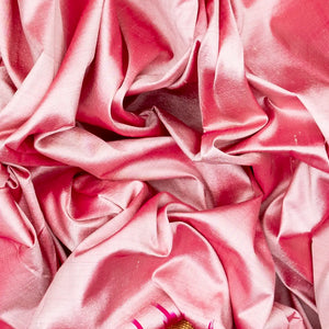 Dusty Pink Handloom Ikat Silk Saree With Contrast Pink Border