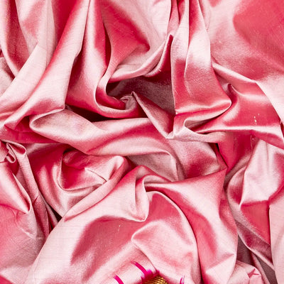 Dusty Pink Handloom Ikat Silk Saree With Contrast Pink Border